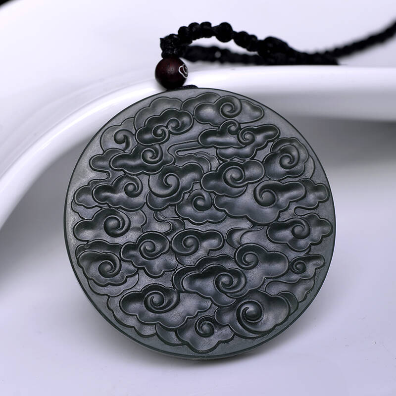 千琢 和田玉吊坠 双面祥云平安无事牌玉坠附鉴定证书 sn851013