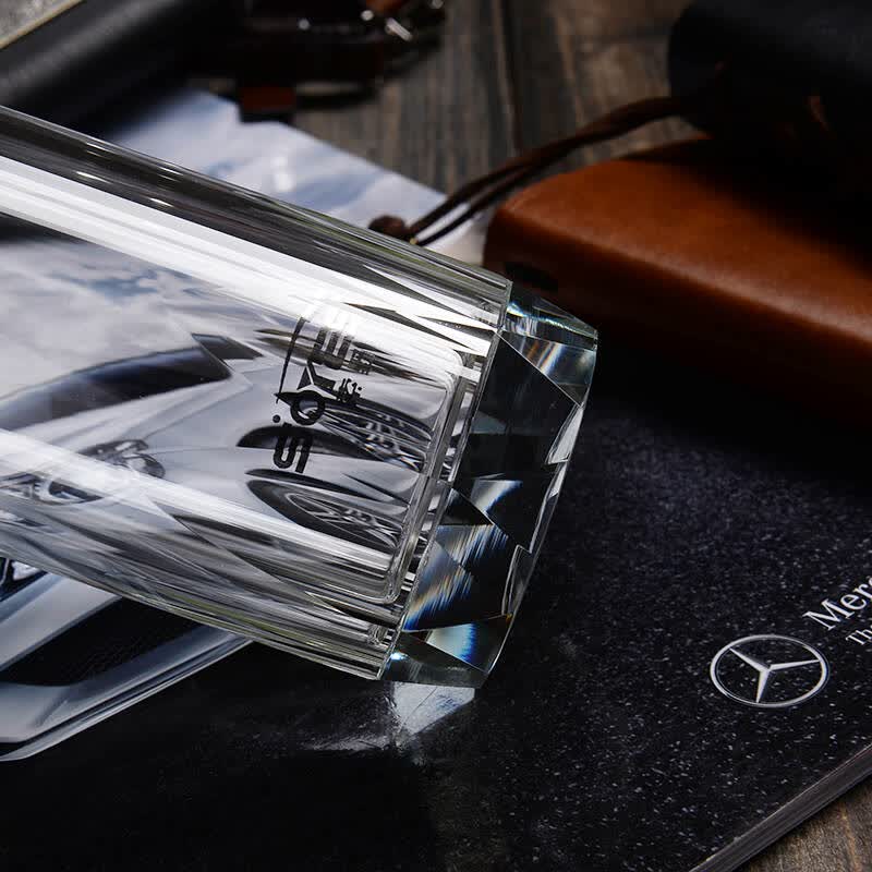 德国soyes索野玻璃杯钻石水晶杯泡茶水杯 透明杯子商务保温带盖过滤