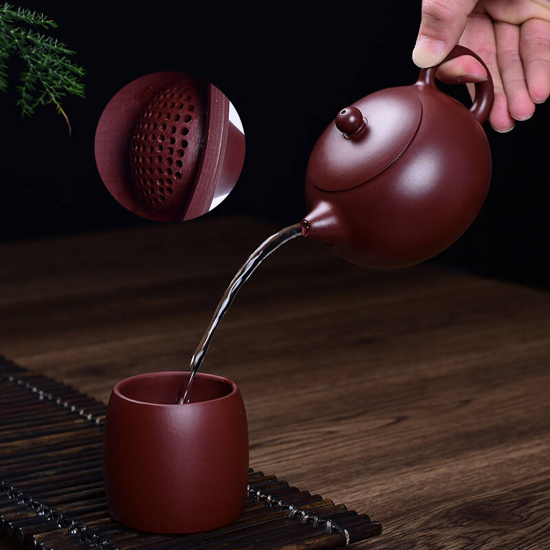 壶宜兴紫砂全手工茶壶 功夫泡茶礼品茶具 原矿朱泥大红袍西施壶225c