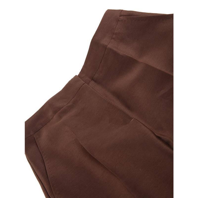 max mara麦斯玛拉咖啡色混合材质纯色简约女士休闲裤,trouser女士裤子