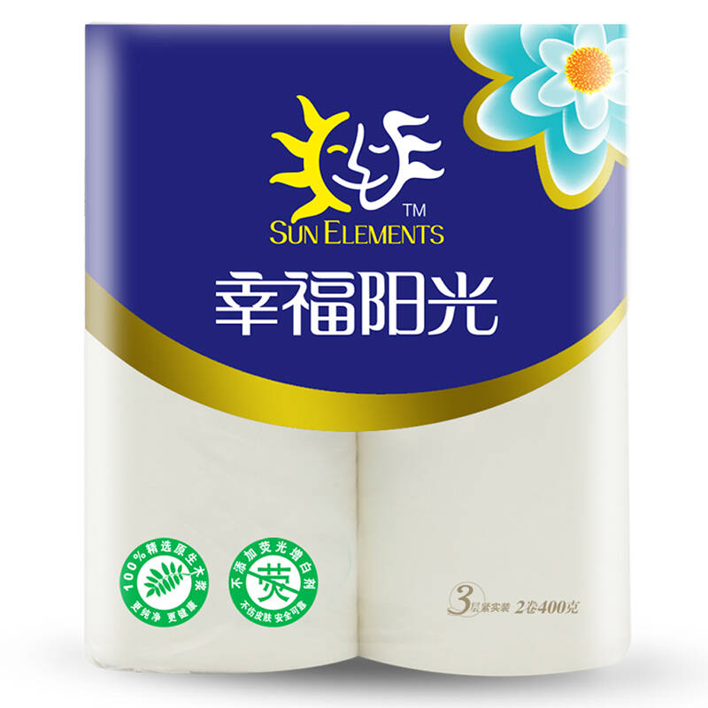 幸福阳光 卫生纸 太阳花 3层无芯卷纸200g*2卷【图片 价格 品牌 报价