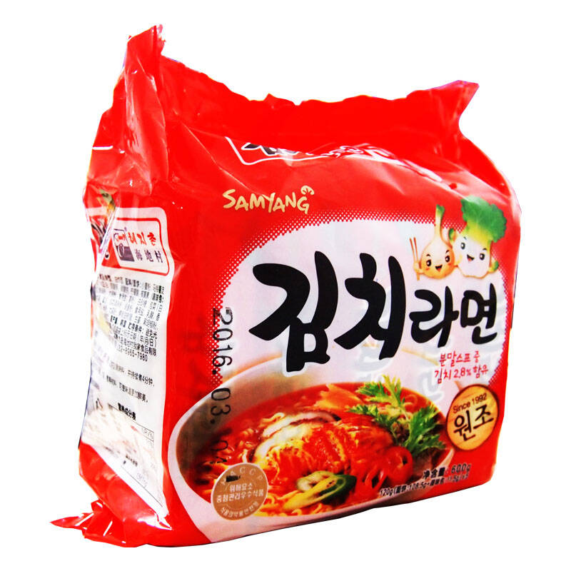 【京东超市】韩国进口 方便面 三养 泡菜风味拉面 600g(120g*5包入)