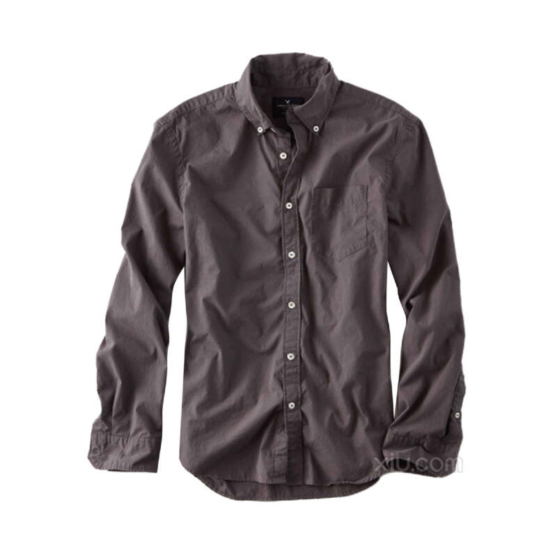 american eagle outfitters 美国鹰牌服饰公司 男士纯色纯棉衬衫 灰色