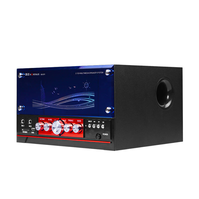 1有源重低音炮组合音箱四寸木质插卡u盘话筒接口 黑色 标配