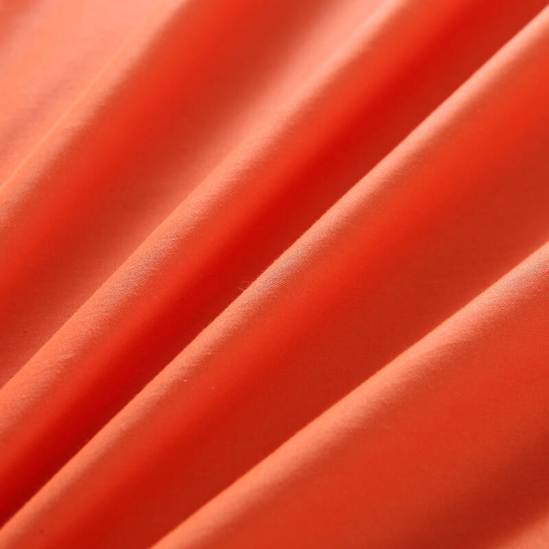 卓米家纺 简约纯色素色全棉四件套纯棉床单床笠款被套床上用品 橘黄