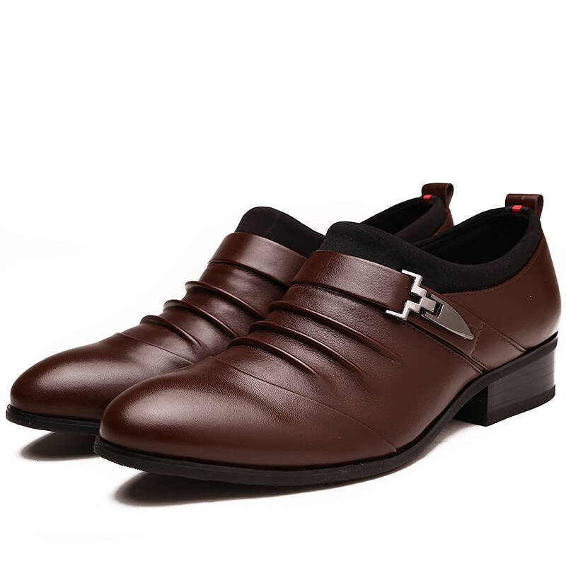 巨盾皮鞋男鞋商务休闲鞋男头层真皮英伦潮流新款尖头休闲皮鞋a620