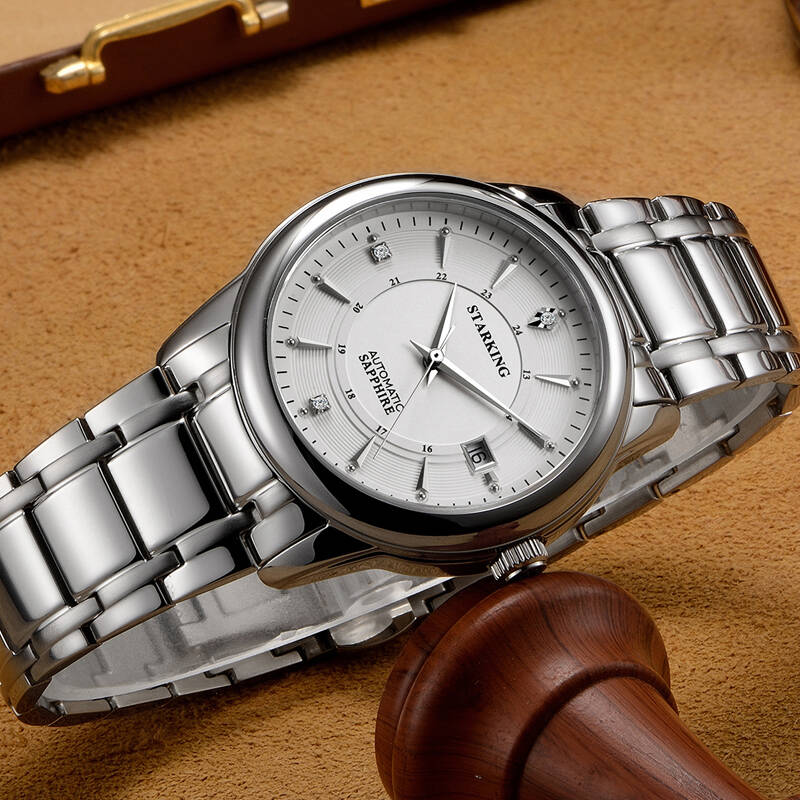 星皇(starking)手表商务系列钢带机械男表白色am0175ss11