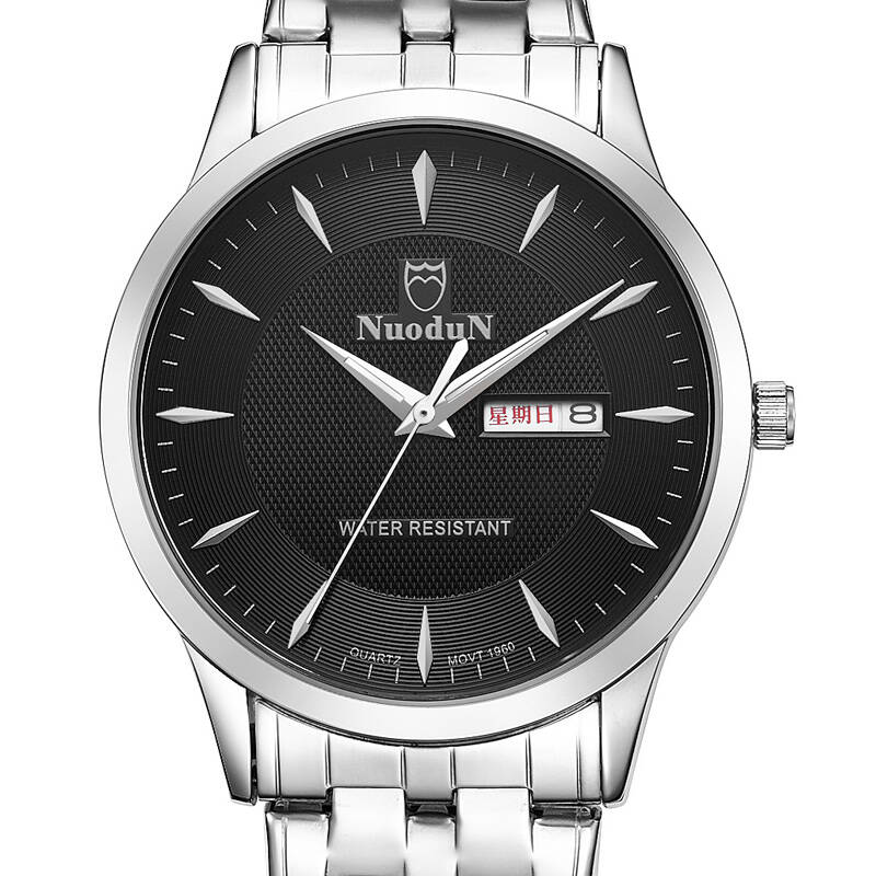 诺顿(nuodun)男士手表商务石英表防水手表时尚男学生手表1960 间金白