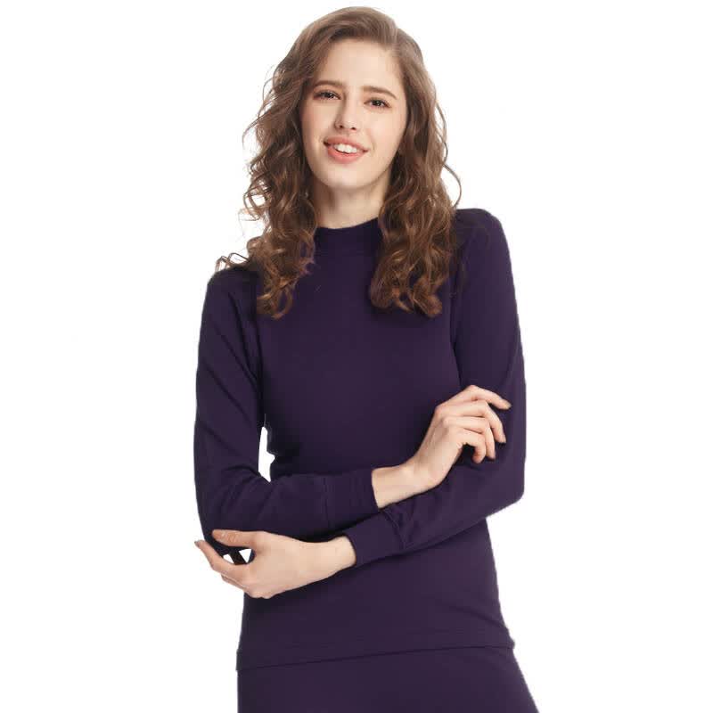 红妮保暖内衣保暖衣女士半高领100%棉纯棉全棉毛衫宽松大码薄秋衣