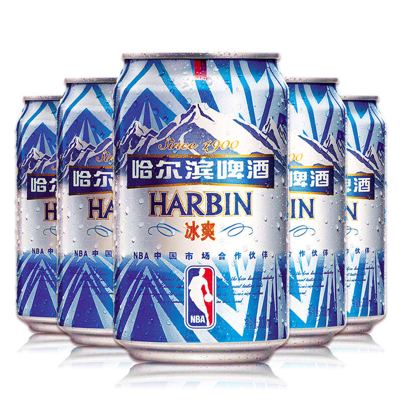 【京東超市】哈爾濱(harbin)冰爽啤酒 330ml*4*6聽 整箱裝