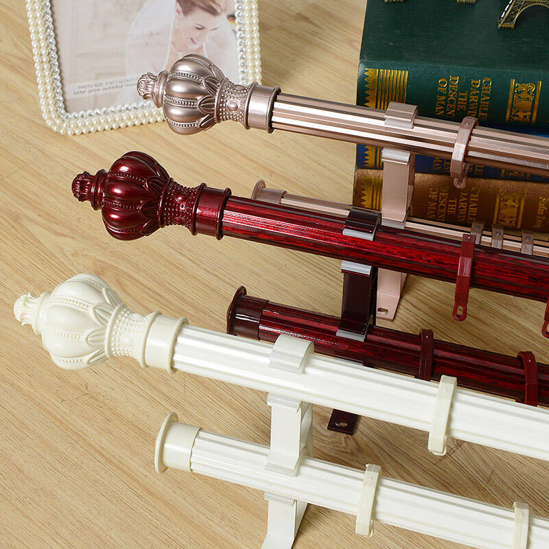 窗帘成品杆轨道罗马杆铝合金12棱加厚私人定制每米价打孔款挂钩式2用1