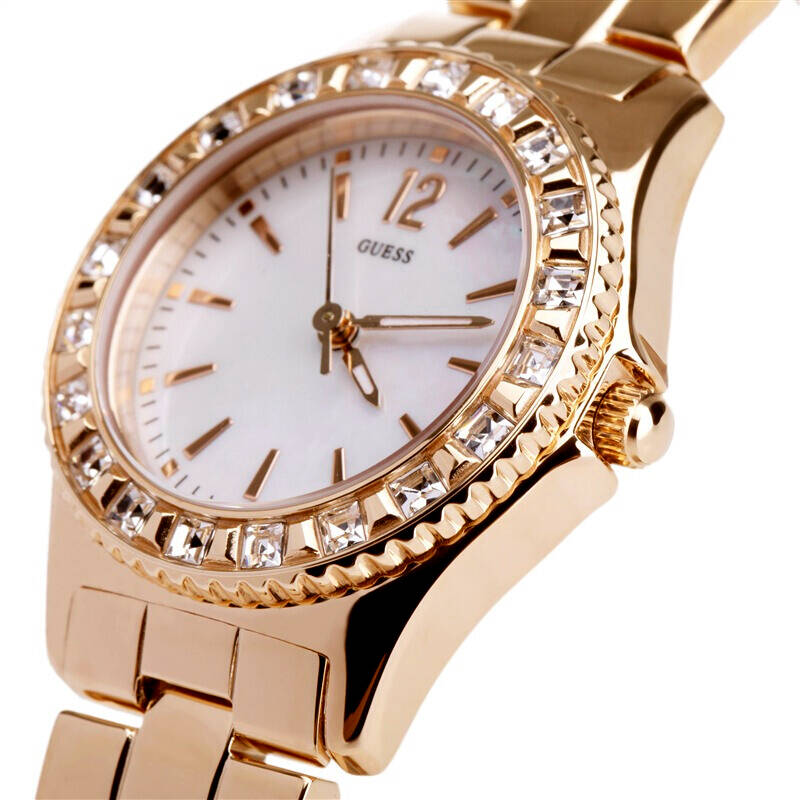 盖尔斯(guess)手表时尚系列贝母盘面手链表石英女表w0025l3土豪金