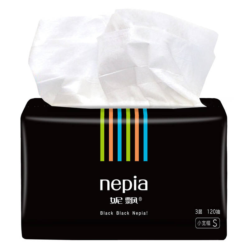 妮飘(nepia)抽纸 抽取式面纸 黑郁薄荷 3层 120抽*6
