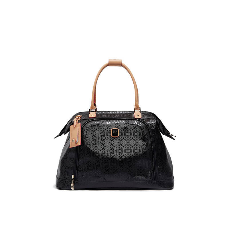 盖尔斯(guess) 闪亮磨砂标志压纹旅行手提女包 b3753933 黑色
