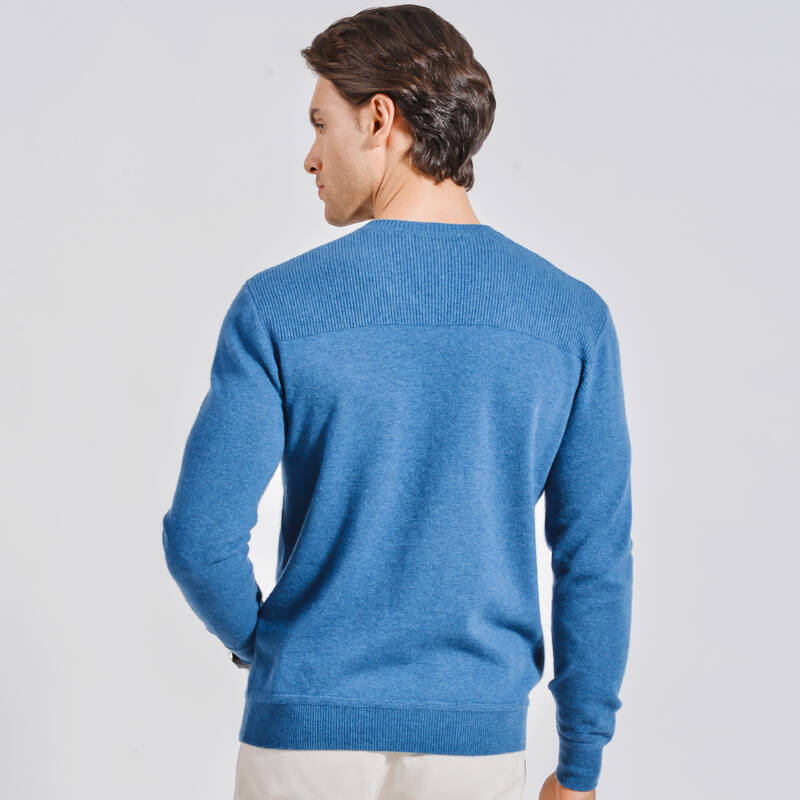 凯尔雷蒙 男装羊绒衫 秋季新款时尚羊绒衫男款 纯色v领羊绒衫毛衣 深