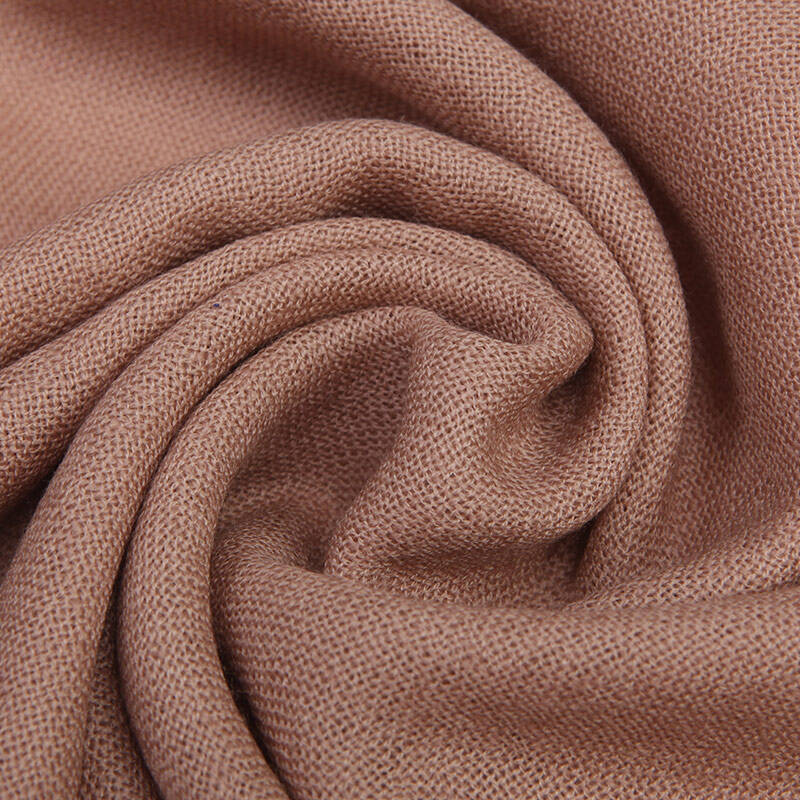 上海故事围巾女纯色羊毛围巾披肩60支羊毛纯色百搭围巾 驼色