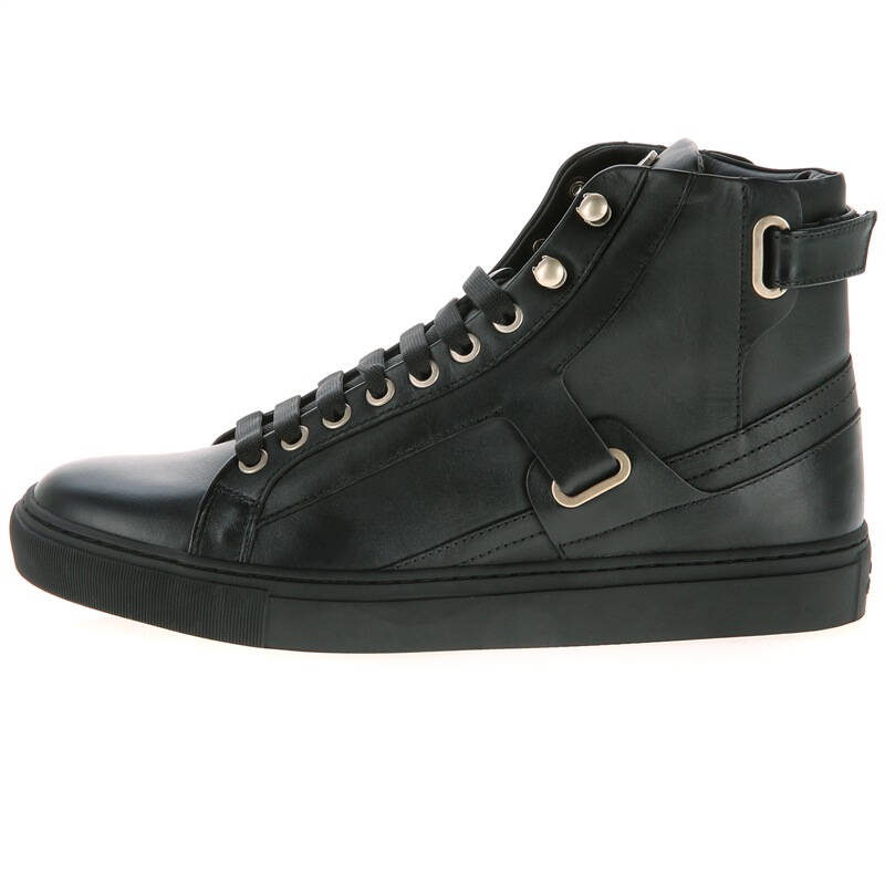 versace collection 范思哲 男款黑色皮质平底系带高帮休闲鞋 v900510