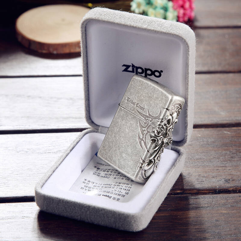 zippo打火机古银侧面圣天使十字架