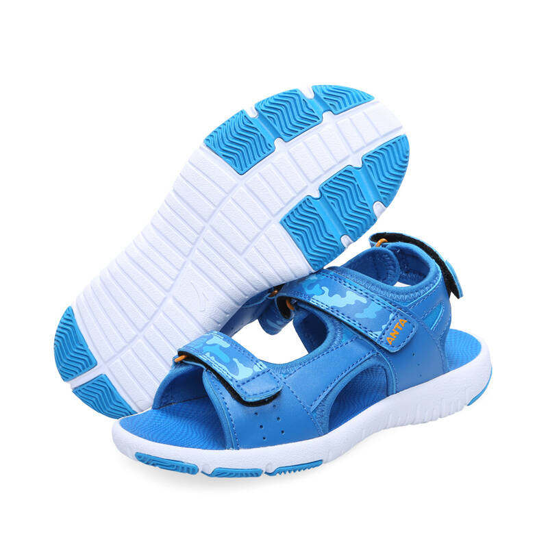 安踏(anta)男童户外沙滩凉鞋31524968奥运蓝/安踏白37