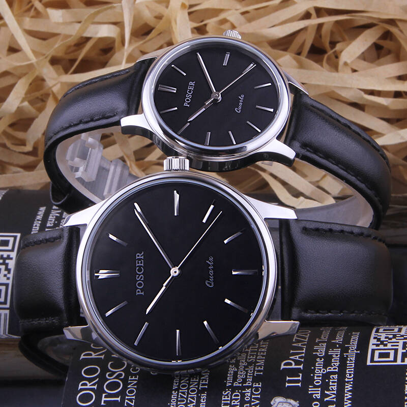 宝时捷(poscer)手表经典系列皮带石英情侣表对表50012.wbb