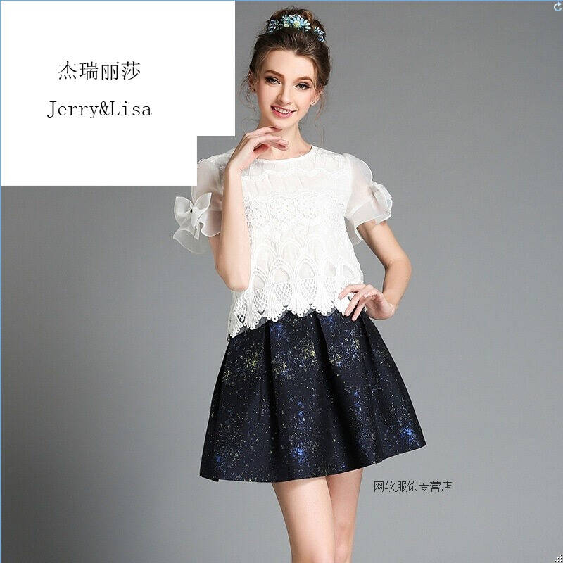 杰瑞丽莎2016夏欧美女装大码胖女人服装花边