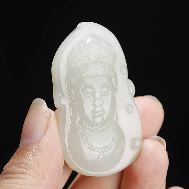 闪购自营 珪宝 玉 和田玉观音菩萨玉石吊坠 男款 附证书