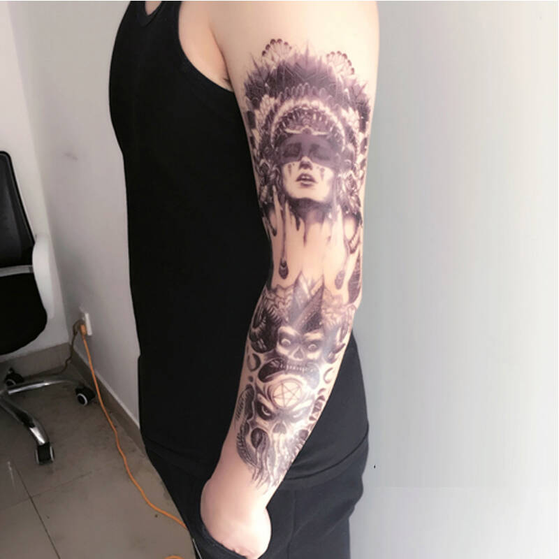 奥丝儿 4张套装 大花臂整臂全臂纹身贴防水男女手臂 刺青