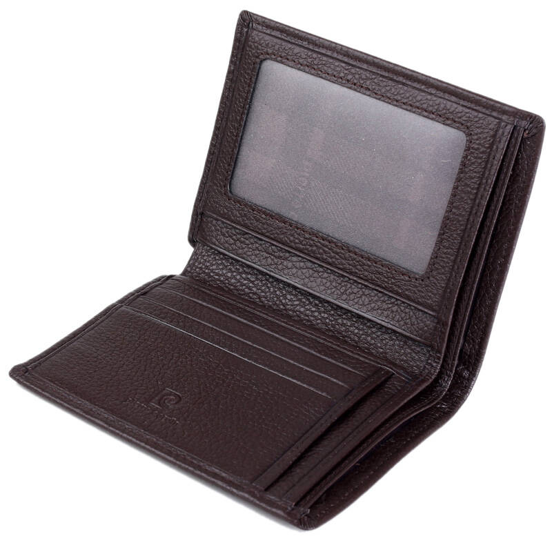 皮尔卡丹pierrecardin男士牛皮钱包啡色 竖款