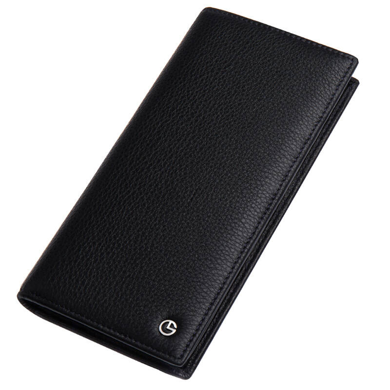 金利来(goldlion)新款男士钱包牛皮简约男士票夹商务钱夹 长款 黑a72