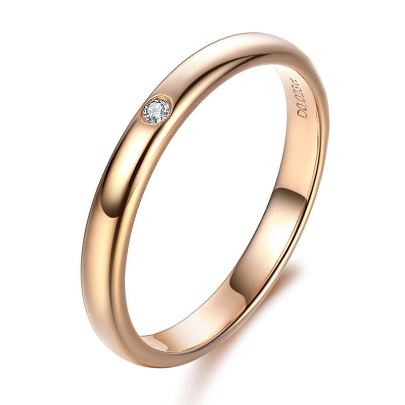 tesiro通灵珠宝 金秋灿然简约玫瑰金18k钻石戒指 钻戒 男女款 女戒 男