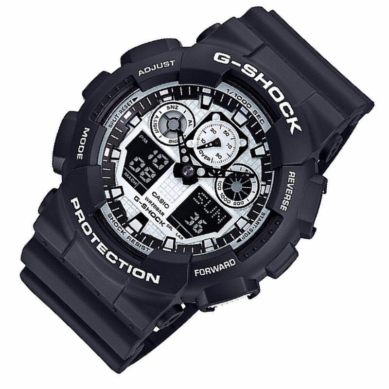 卡西欧(casio)手表 g-shock系列two tone主题黑白简约运动双显男表 ga