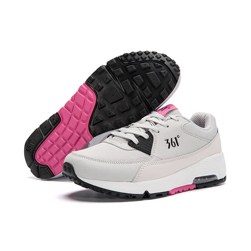 361度女鞋air max气垫跑鞋复古跑步鞋361女鞋减震运动鞋 n 浅灰/白色