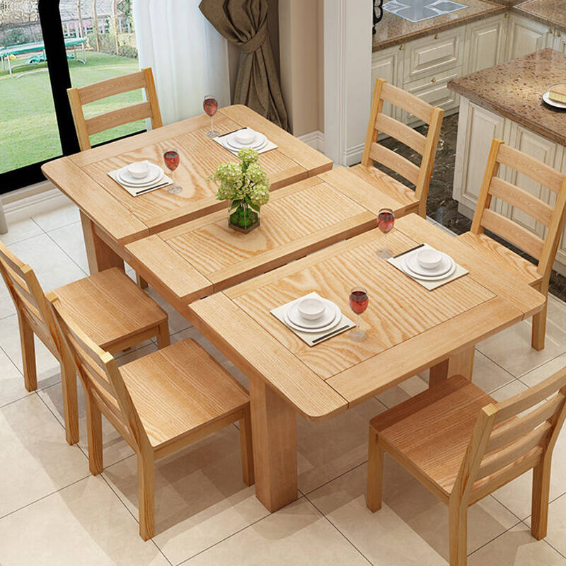 华纳斯 餐桌 实木餐桌饭桌餐桌椅组合 1.2m餐桌 6椅子(638#)