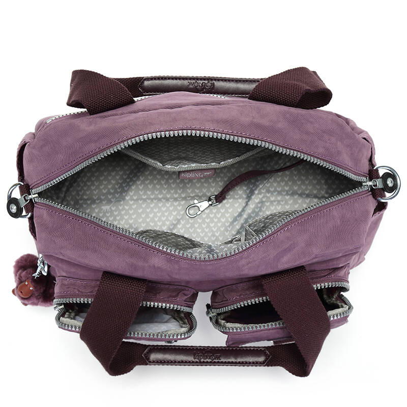kipling 经典猴子挂饰多袋女包手提单肩包k13636 暗影紫罗兰