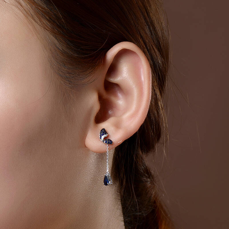 克什米尔蓝宝石耳环图片