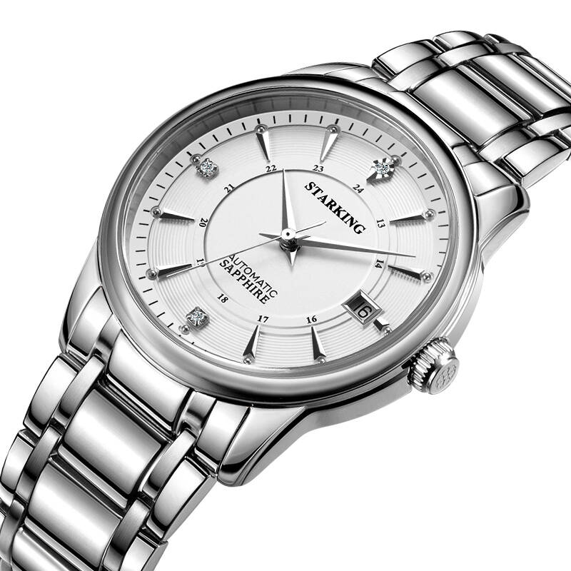 星皇(starking)手表商务系列钢带机械男表白色am0175ss11