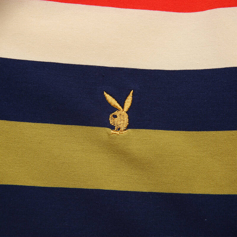 【花花公子】playboyicon短袖t恤男条纹翻领t恤2016夏季polo衫 6020