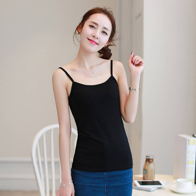 吊带背心修身显瘦舒适百搭打底衫女 gt1611022a 黑色 160/m - 京东