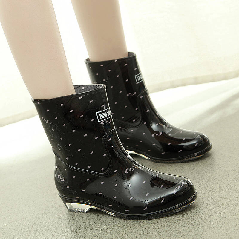 回力雨鞋女士时尚糖果色中筒套鞋水鞋可拆卸棉套胶鞋 玫点 39偏小半码