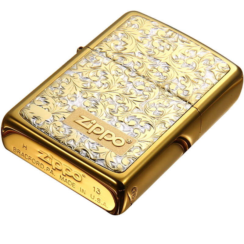 zippo打火机纯银唐草k-8