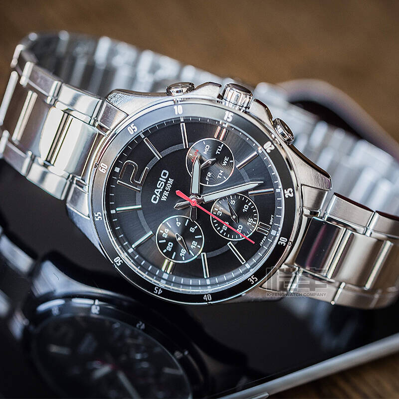 服务】卡西欧(casio)男表 商务日历星期男士手表 黑盘mtp-1374d-1a