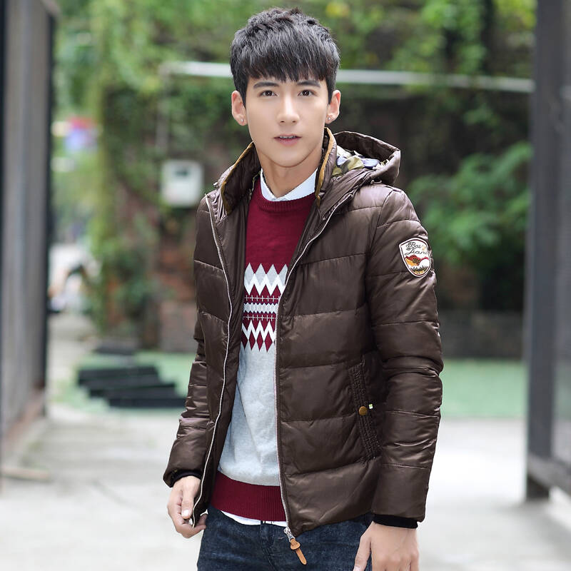 小吴尊明星同款京东商城2014冬装新款高档男装潮韩版修身男士羽绒服