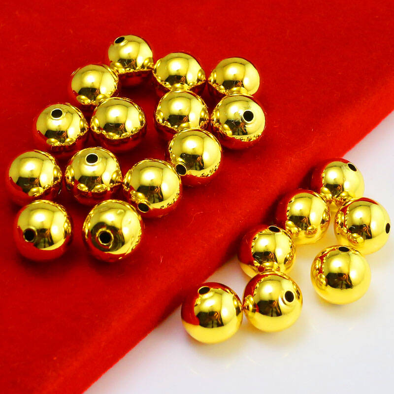 千影珠宝 黄金珠子仿真999金首饰配件转运珠圆珠子手工编项链串手链光