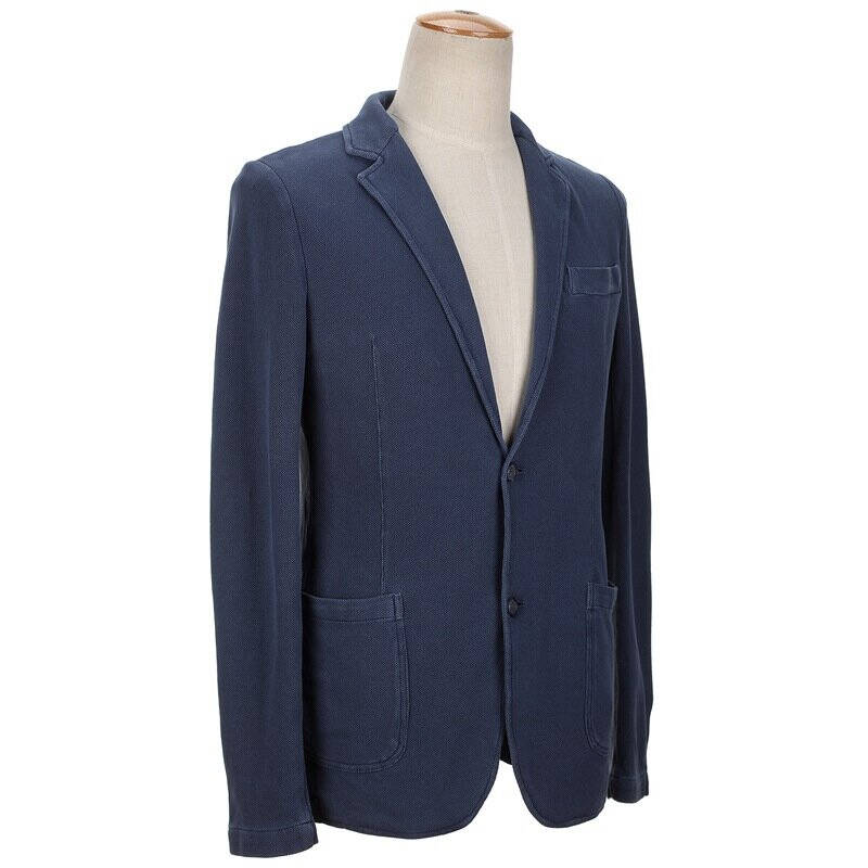 trussardi托鲁纱缔男式蓝黑色棉涤纶西服上衣 32h09b 48 46码