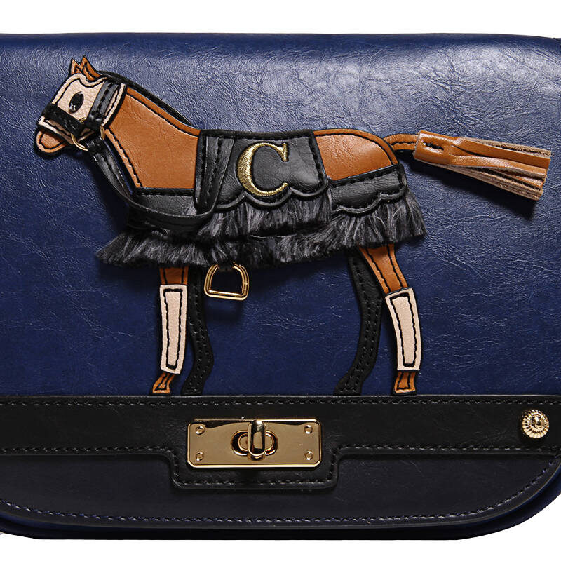 lapalette 小马包 女款藏青色人造革斜挎单肩包 bc6xa330-23