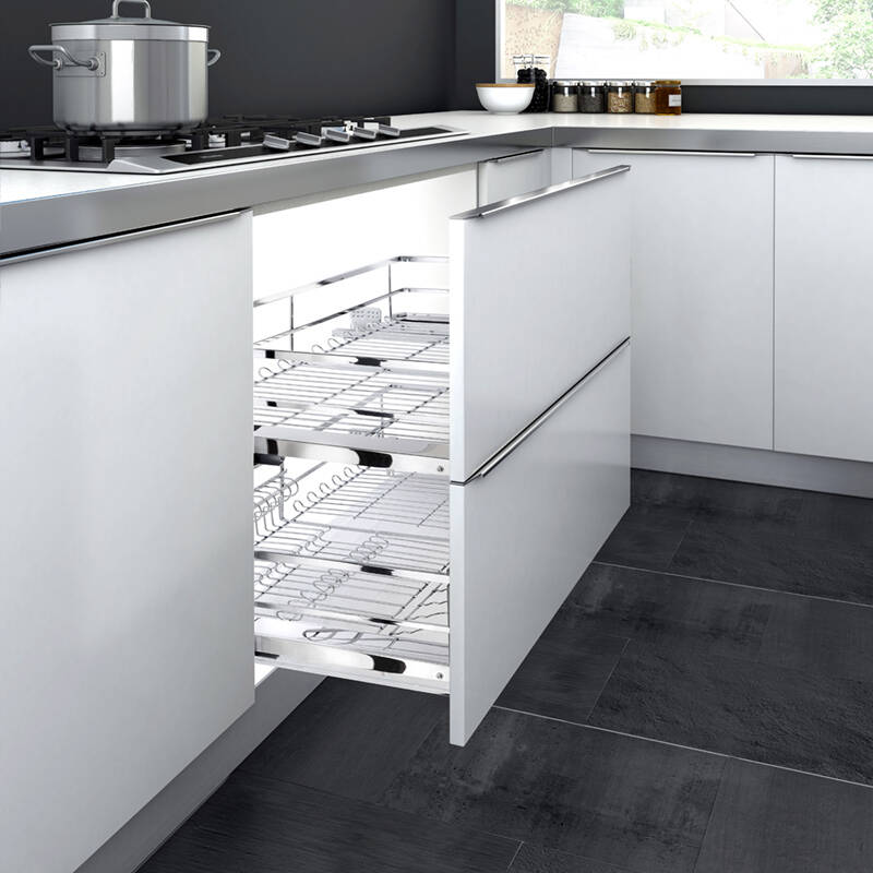 higold/悍高 黑钻304不锈钢厨房橱柜拉篮 阻尼导轨 800柜体套装(配