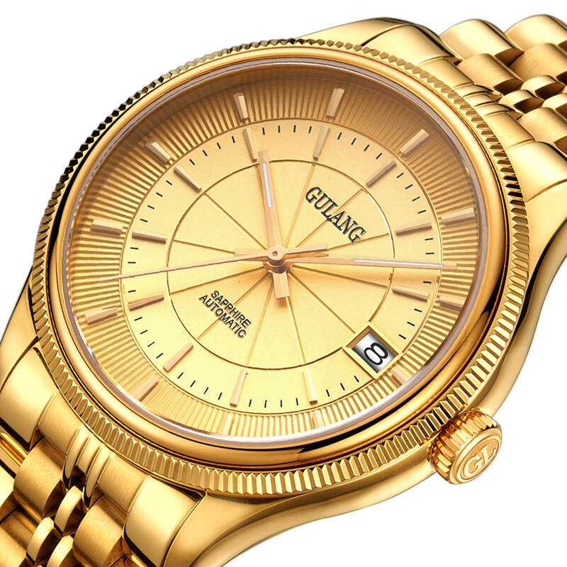 古浪gulang手表男士全自动机械表时尚潮流防水男表8943g 全金