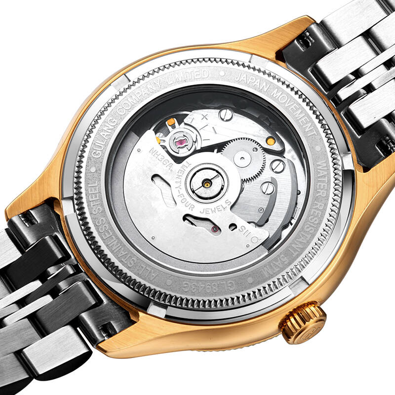 古浪gulang手表男士全自动机械表时尚潮流防水男表8943g 全金