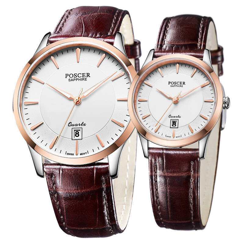 宝时捷(poscer)手表简爱系列皮带石英情侣表对表3008.rfw