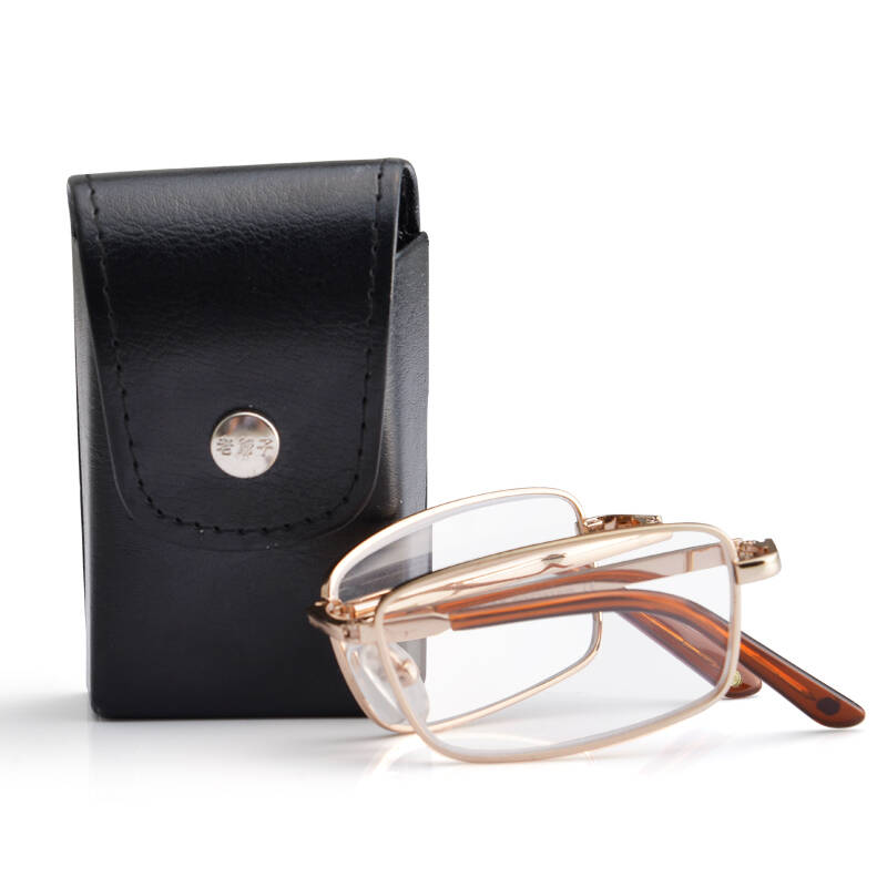 高清光学树脂男士折叠老花镜 金框单光250度 - 京东